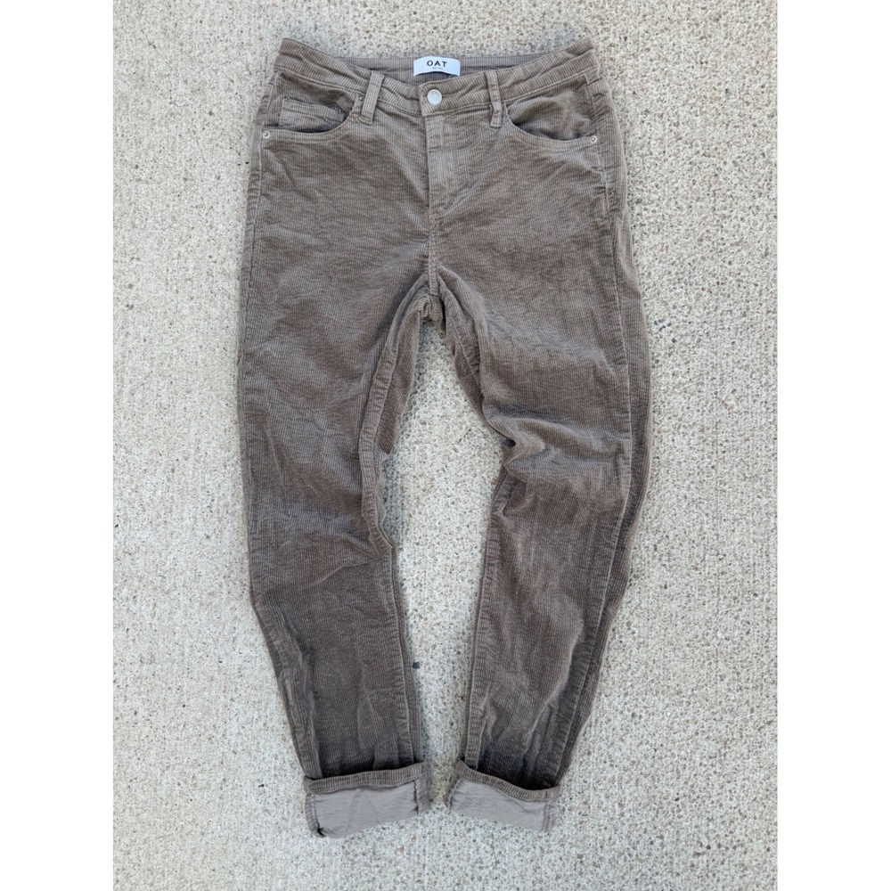 OAT New York Mid-Rise Skinny Corduroy Pants Taupe Brown Size 28